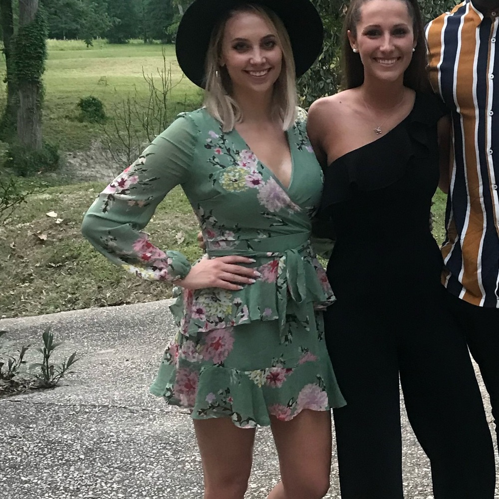 Green floral dress